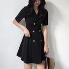 Short-sleeve Collared Mini A-line Dress / Long-sleeve A-line Dress
