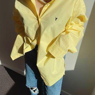 Vivid Embroidered Cutout-hem Shirt