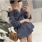 Striped Cold Shoulder Shirt