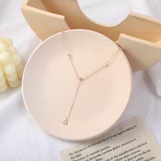 Acrylic Pendant Y Necklace Rose Gold - One Size