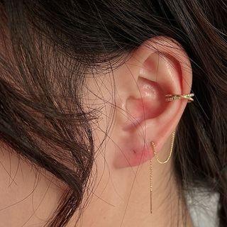 Rhinestone Alloy Chained Cuff Earring