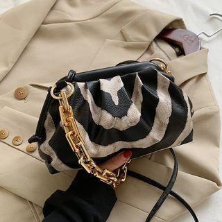 Geometric Print Shirred Crossbody Bag
