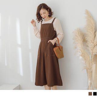 Mock Two Piece Long Sleeve A-line Dress