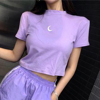 Short-sleeve Moon Print Top