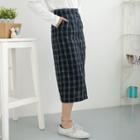 Plaid Buttoned A-line Midi Skirt