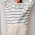 Hood Striped Sweater Light Blue - One Size