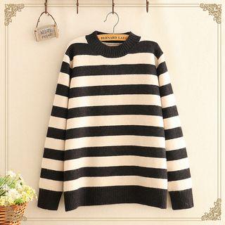 Contrast-trim Striped Sweater