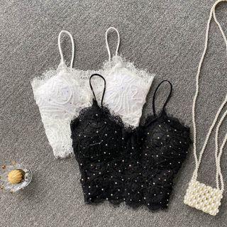 Lace Dotted Suspender Top