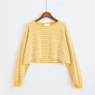 Cropped Long Sleeve Striped T-shirt