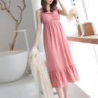 Spaghetti Strap Frill Trim Midi Dress