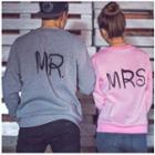 Couple Matching Letter Fleece-lined Sweatshirt