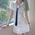 Short-sleeve Shirt / Slipdress / Neck Tie / Set