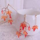 Maple Leaf Hair Stick / Non-matching Drop Earring