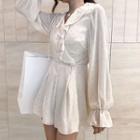 Glittered V-neck Long-sleeve Playsuit