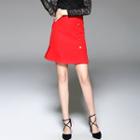 Buttoned Ruffle-hem A-line Skirt