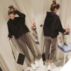 Set: Plain Long-sleeve Hoodie + Tapered Pants