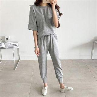 Set: Elbow-sleeve Pullover + Sweat Pants