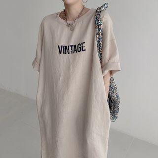 Round-neck Lettering T-shirt Maxi Dress