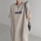 Round-neck Lettering T-shirt Maxi Dress