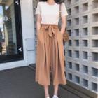 Set: Short-sleeve T-shirt + Plain Culottes