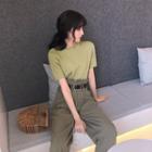 Short-sleeve Knit Top / Wide-leg Pants