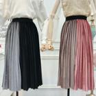 Colorblock Velvet A-line Midi Skirt