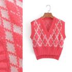 Argyle Sweater Vest 9738 - Watermelon Red - One Size