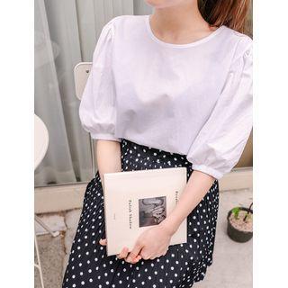 Plus Size Puff-sleeve Tie-back Blouse