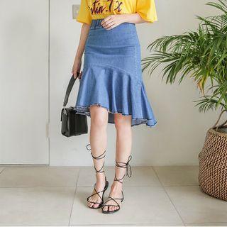 Band-waist Denim Mermaid Skirt