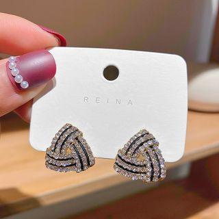 Triangle Rhinestone Alloy Earring 1 Pair - Silver - Triangle - White - One Size