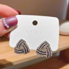 Triangle Rhinestone Alloy Earring 1 Pair - Silver - Triangle - White - One Size