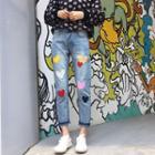 Heart Applique Slim-fit Jeans