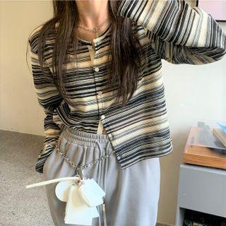 Striped Cardigan Stripes - Black & Off-white - One Size