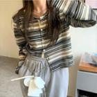 Striped Cardigan Stripes - Black & Off-white - One Size