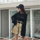 Cutout Back Long-sleeve T-shirt / Pocket Detail A-line Skirt
