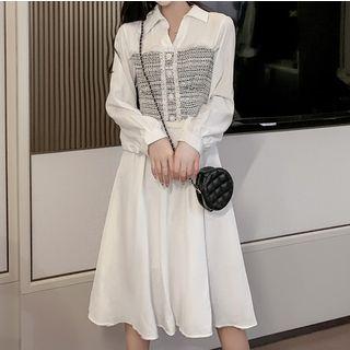 Mock Two-piece Ruffled Collared Dress
