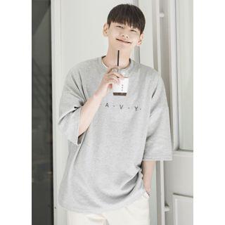 Navy Printed Oversized T-shirt