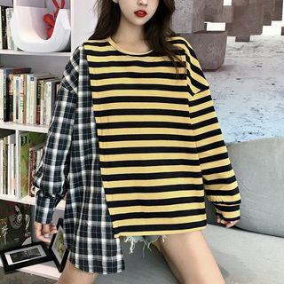 Mock Two-pieces Long Sleeve Top