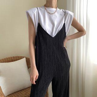 Cap-sleeve T-shirt / Spaghetti Strap Jumpsuit