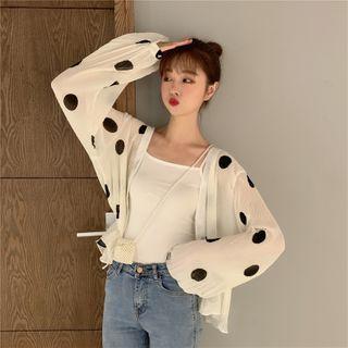 Dotted Buttoned Chiffon Blouse