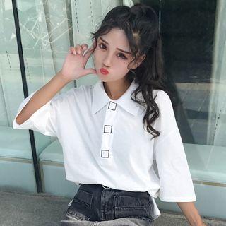 Printed 3/4 Sleeve Polo Shirt
