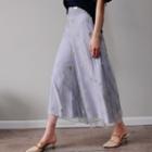 Embroidered Mesh Overlay Wide-leg Pants