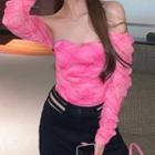 Long-sleeve Off Shoulder Top / Jeans