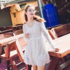 Set: Lace V-neck A-line Dress + Slipdress