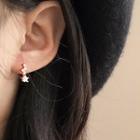 Rhinestone Star Dangle Earring Silver Needle - Stud Earring - Rose Gold - One Size