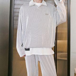 Long Sleeve Pinstripe Oversized Sweatshirt