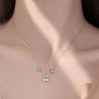 Rhinestone Cherry Necklace 1pc - Silver - One Size