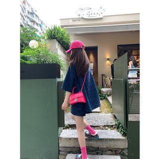 Set: Elbow-sleeve Shirt + High Waist Shorts