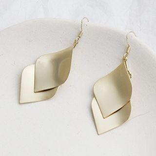 Matte Alloy Leaf Dangle Earring 1 Pair - As Shown In Figure - One Size