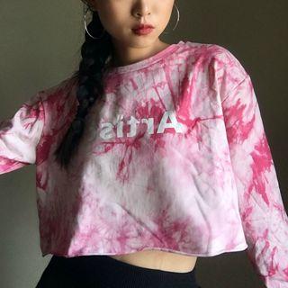 Long-sleeve Tie-dye Cropped T-shirt